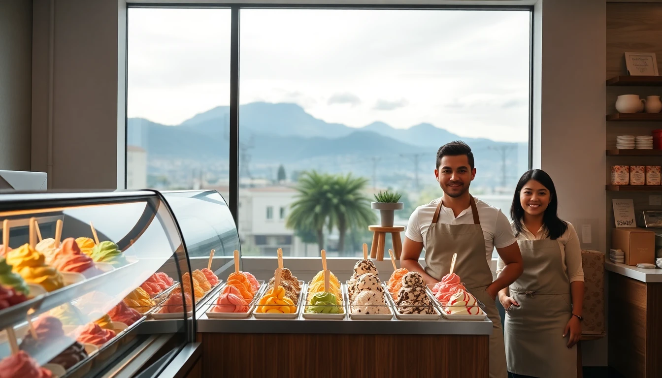 Mostrador de helados artesanales en Helarbc Quito